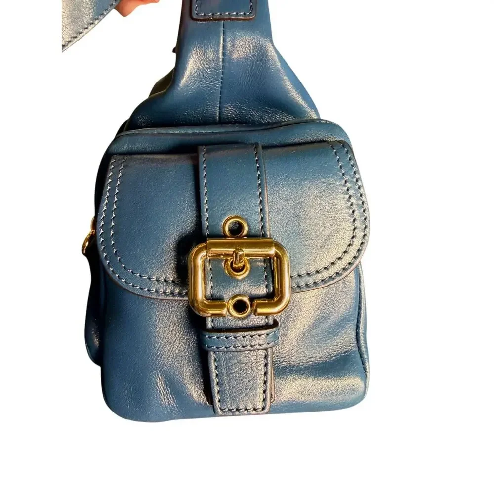 Chloe NWT Shiny Leather Medium Camera Bag in Tapestry Blue